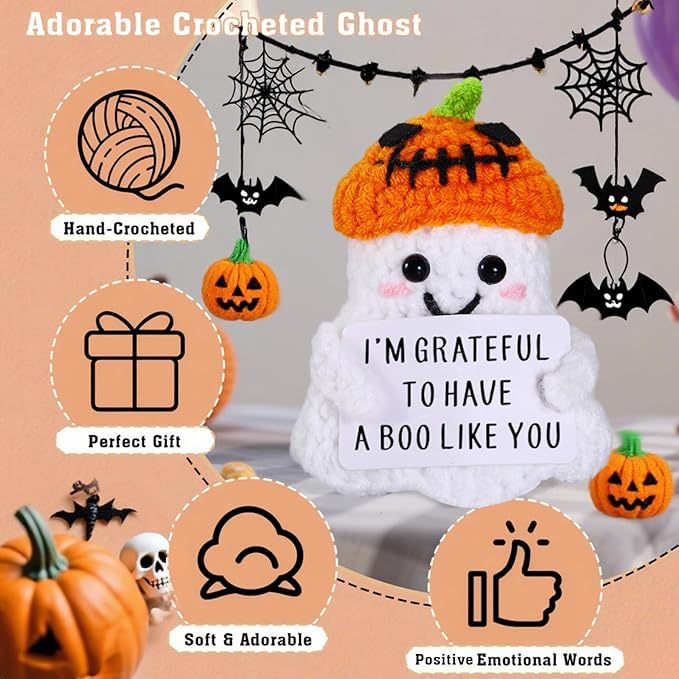 2 PCS White Spooky & Sweet: Handmade Crocheted Ghost Doll - Halloween Party & Home Decor Gift(A) 3