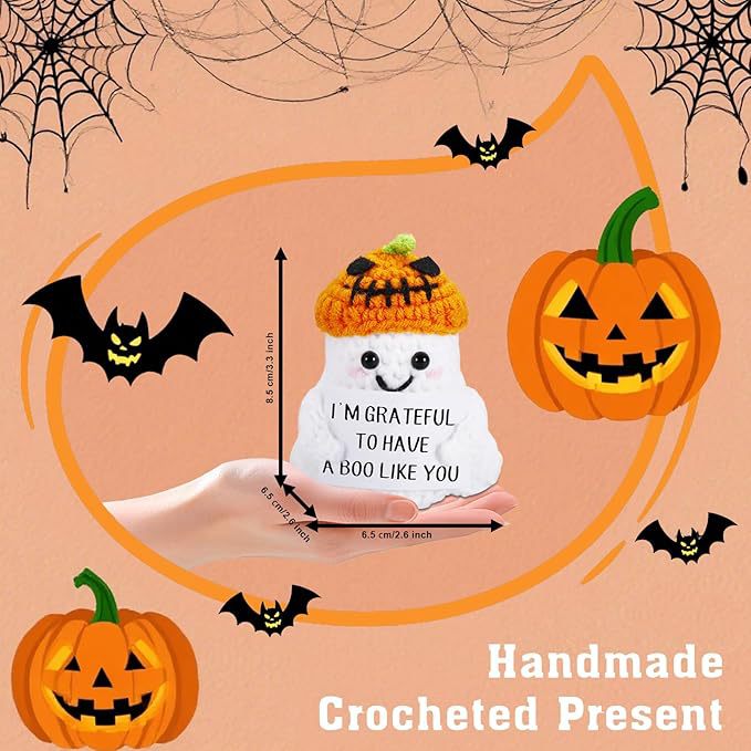 2 PCS White Spooky & Sweet: Handmade Crocheted Ghost Doll - Halloween Party & Home Decor Gift(B) 4