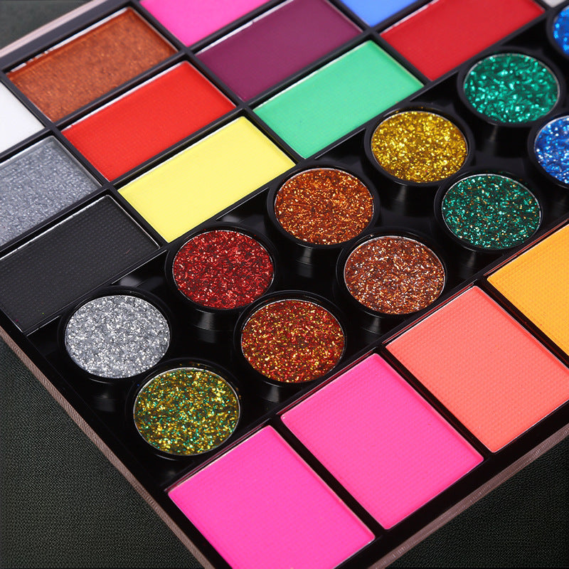 Ultimate 42-Color Face & Body Paint Palette - Fluorescent, Pearlescent & Glitter for Halloween, Stage & Festivals