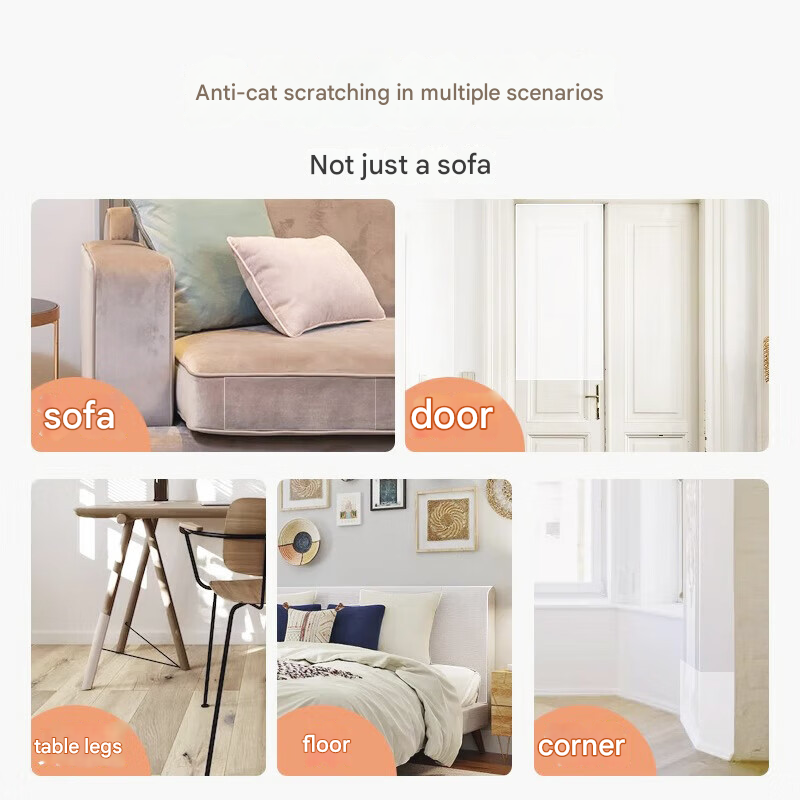 Transparent Cat Scratch Furniture Protector Film - 8 Pack Anti-Scratch Guards for Sofas, Doors, Walls - Self-Adhesive & Non-Toxic Cat Claw Deterrent(430*152mmmm) 4
