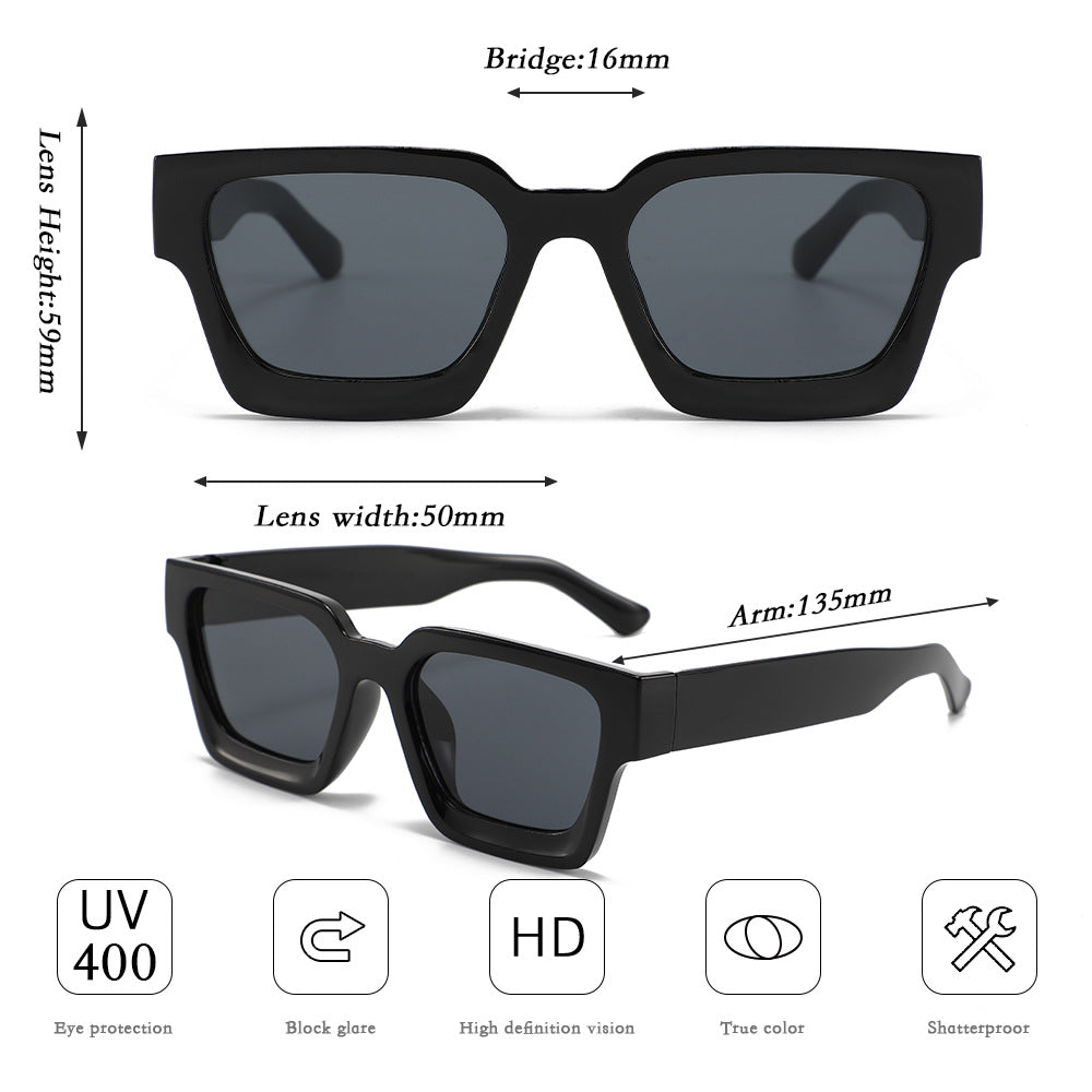 Gray frame gray sheet Classic Square Frame Sunglasses - Unisex UV400 Protection, Lightweight & Face-Slimming Design - High Definition Vision Eyewear 4