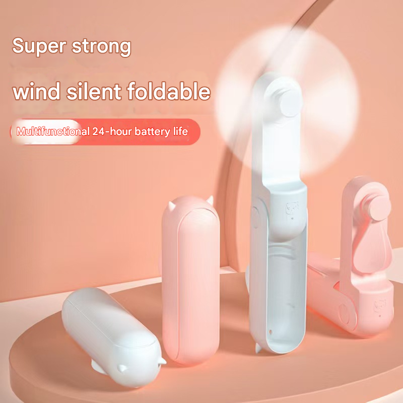 Green 2-in-1 Foldable Mini Fan & Power Bank - Ultra-Compact USB Rechargeable Personal Fan 4