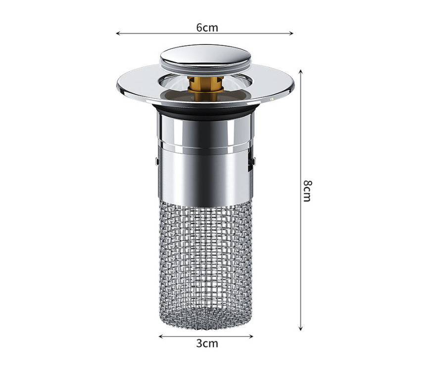 5 PCS Universal Pop-Up Sink Drain Stopper with Anti-Clog Filter Basket - Stainless Steel Hair Catcher & Anti-Odor Plug 4