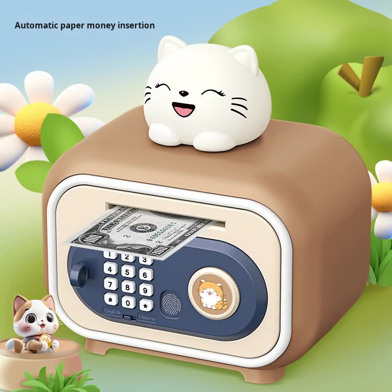 Red Electronic Piggy Bank Safe for Kids - Automatic Rolling Money Box with PIN & Fingerprint Lock 4