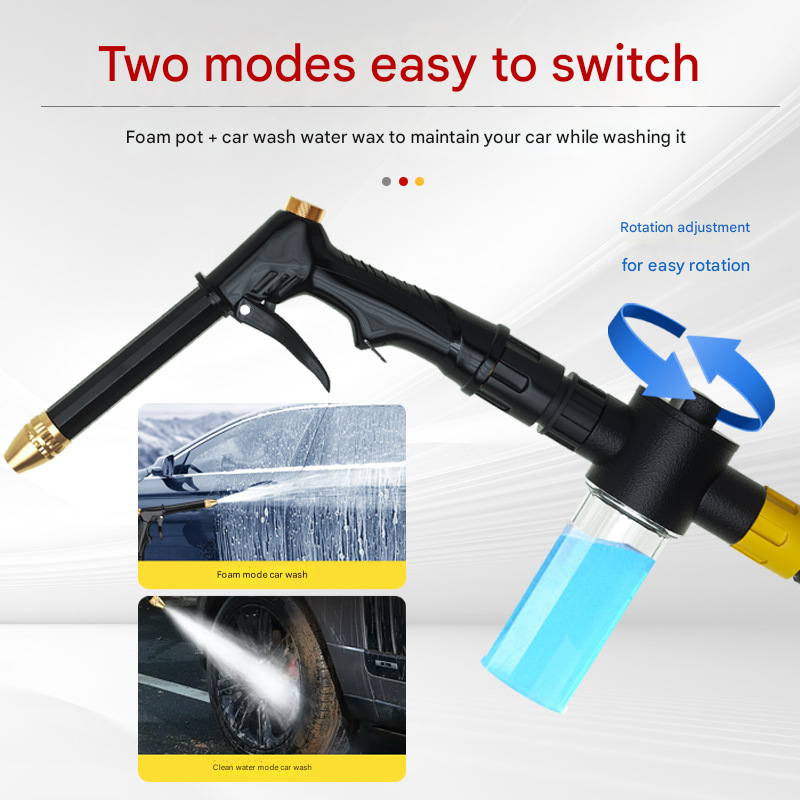 Yellow High-Pressure Car Wash Foam Gun & Hose Set - Adjustable Nozzle for Cleaning, Gardening & Pet Washing(5m) 3