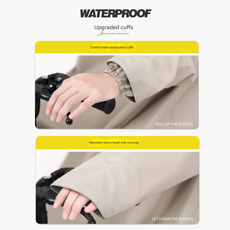 Black Long Full-Body Waterproof Raincoat for Electric Scooters & Motorcycles - Men's and Women's Riding Poncho with Adjustable Hood and Sleeve Design(L) 4