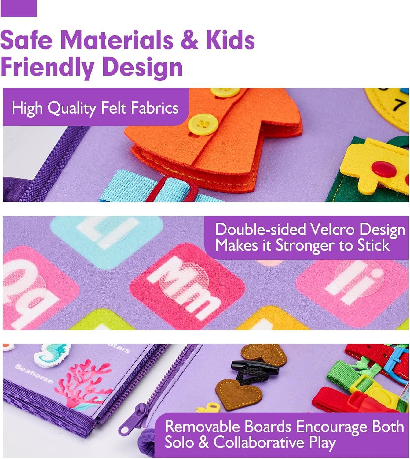 Pink Early Education Learning Board - Felt Activity Board for Toddlers 4