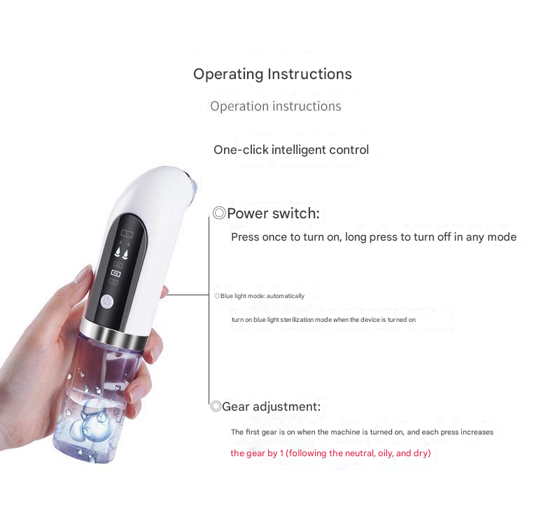 White Hydro-Dermabrasion Blackhead Remover Vacuum - Rechargeable Pore Cleanser & Oxygen Infusion Device 4
