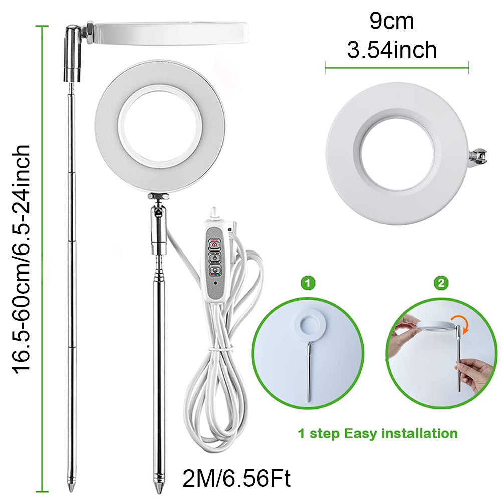 White Full Spectrum LED Grow Light with Telescopic Stake for Indoor Plants 4