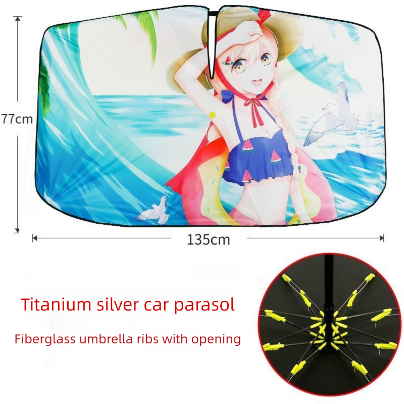 Summer Girl Foldable Car Windshield Sun Shade Umbrella - Ultimate UV & Heat Blocker for Interior Protection