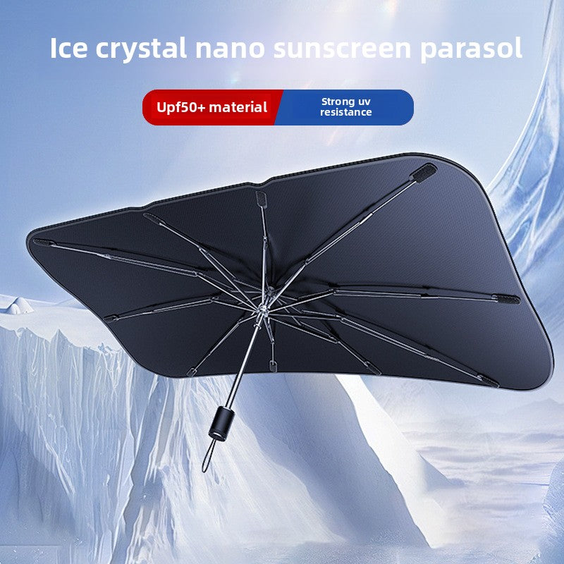 Small size Foldable Car Windshield Sun Shade Umbrella - Ultimate UV & Heat Blocker for Interior Protection 3