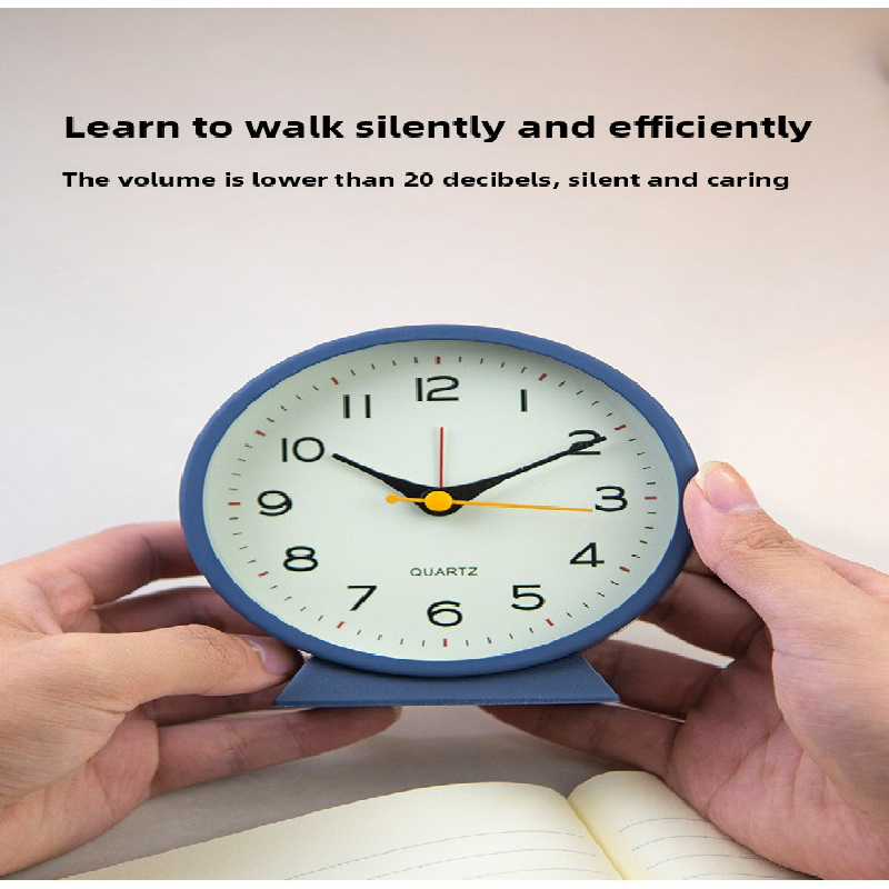 Red Minimalist Silent Alarm Clock with Night Light - Non-Ticking Analogue Bedside & Desk Clock 3