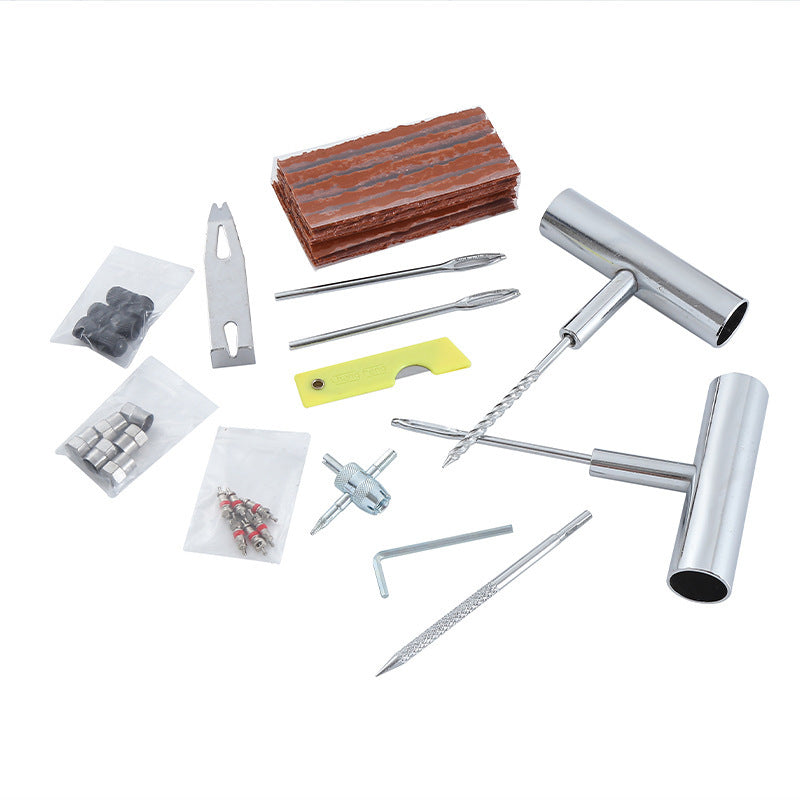 A 33-piece set Green Heavy-Duty Tubeless Tyre Repair Kit - Emergency Puncture Plug Set for Cars, Motorcycles & ATVs 4