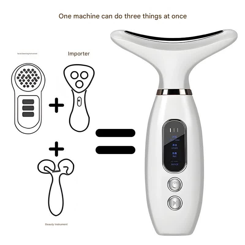 Multi-Functional Neck & Face Beauty Massager - Constant Heat, Ion Infusion & Sonic Vibration(white) 3