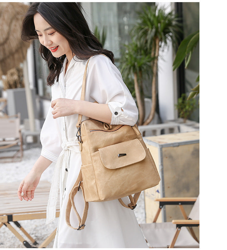 Stylish Women's PU Leather Backpack - Versatile Shoulder Bag with Multiple Pockets(Pink) 3