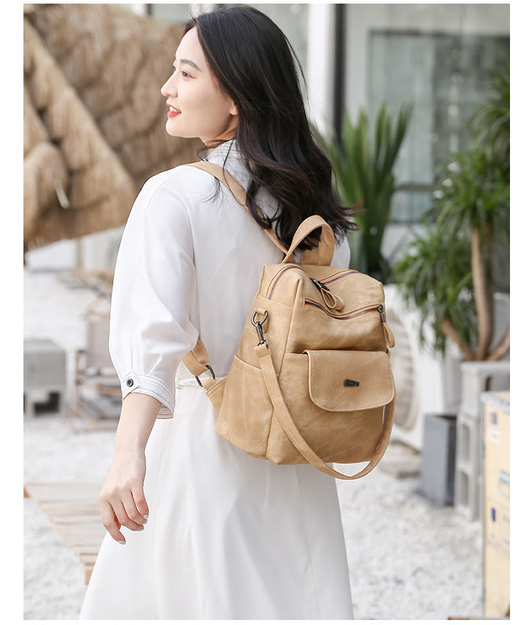 Stylish Women's PU Leather Backpack - Versatile Shoulder Bag with Multiple Pockets(Pink) 4