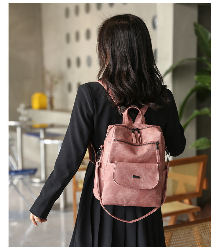 Stylish Women's PU Leather Backpack - Versatile Shoulder Bag with Multiple Pockets(Pink) 5