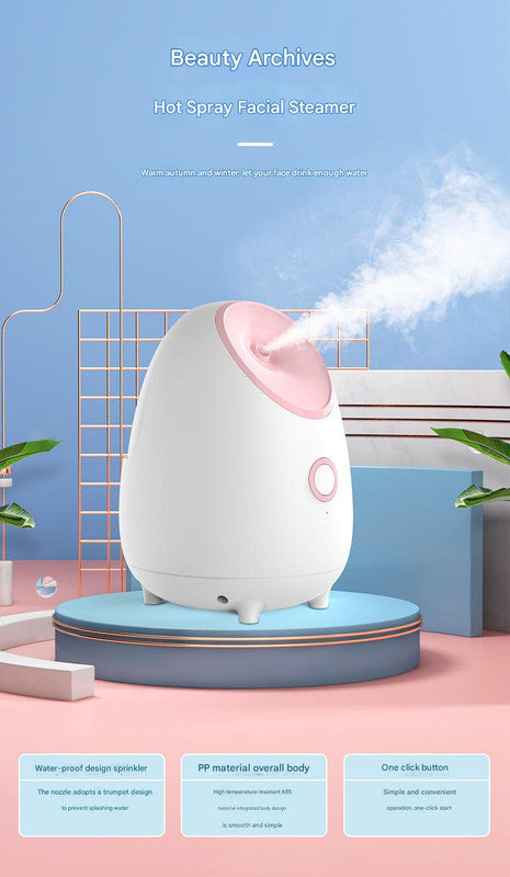 Nano Ionic Facial Steamer - Deep Hydration Hot Mist Face Steamer for Home Spa & Skincare(white)
