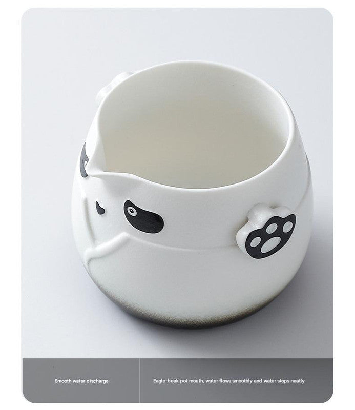 Adorable Panda Design Ceramic Tea Infuser Mug Set - 310ml Travel Crackle Glaze Cup with Lid & Strainer(black) 3