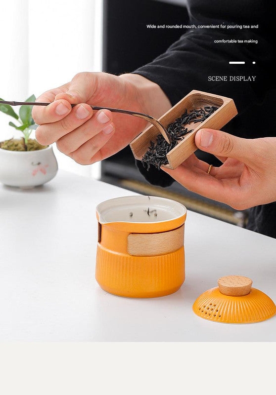 Portable Ceramic Travel Tea Set - One Pot Three Cups with Carrying Case, Elegant Frosted Finish(white) 5