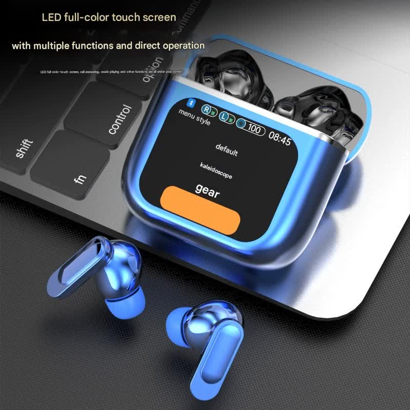 TWS Bluetooth Earbuds with 1.9 HD Touch Screen Case - ANC/ENC Noise Reduction(Purple)" 4