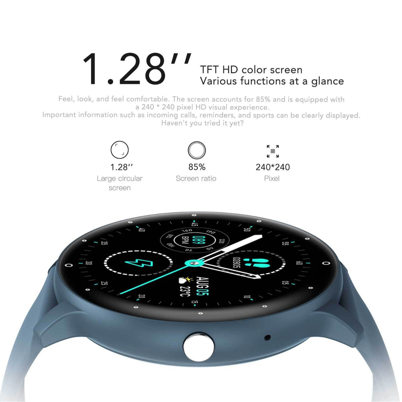 Feature-Rich Smartwatch: 1.28 HD Display  Bluetooth Calling Extensive Sports Tracking (black)"