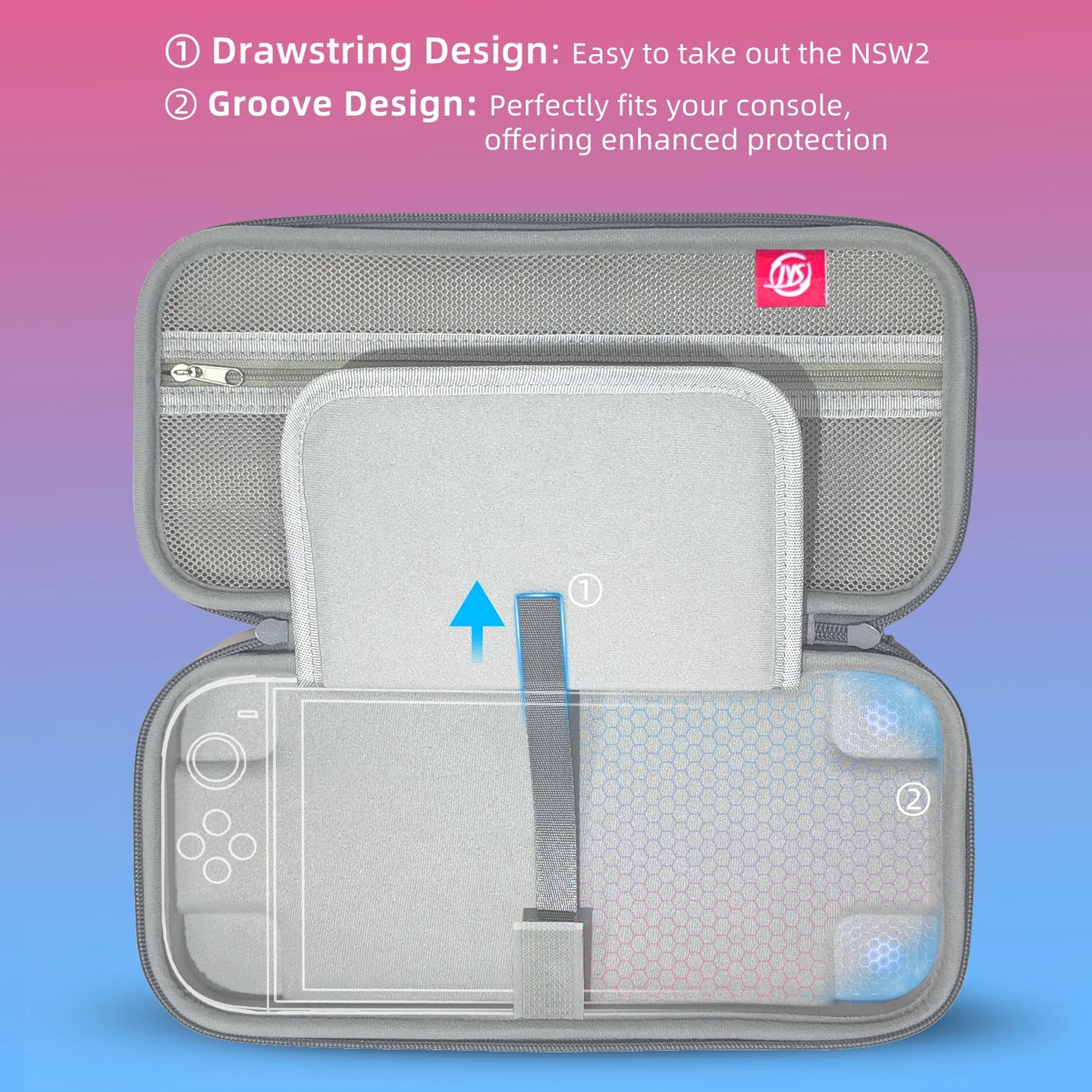 Portable Hard Shell Travel Case for Nintendo Switch/Switch Lite/OLED - Game Card Slots & Accessory Pocket(Gradient orange and blue) 4