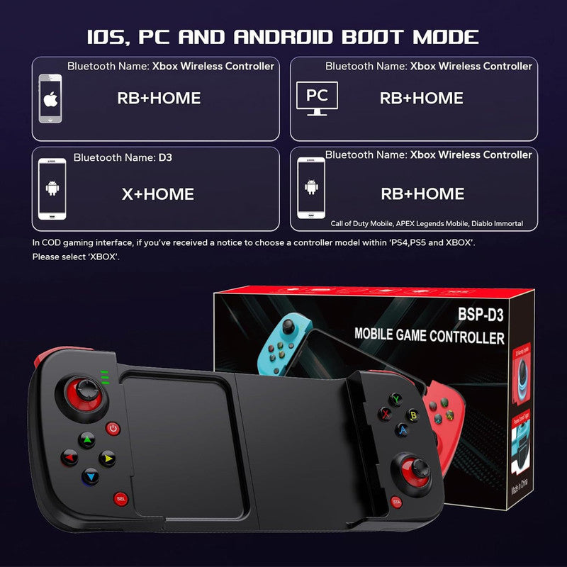 Portable Telescopic Mobile Game Controller - Bluetooth 5.0, iOS/Android/PC Compatible, 400mAh Battery(blue) 4