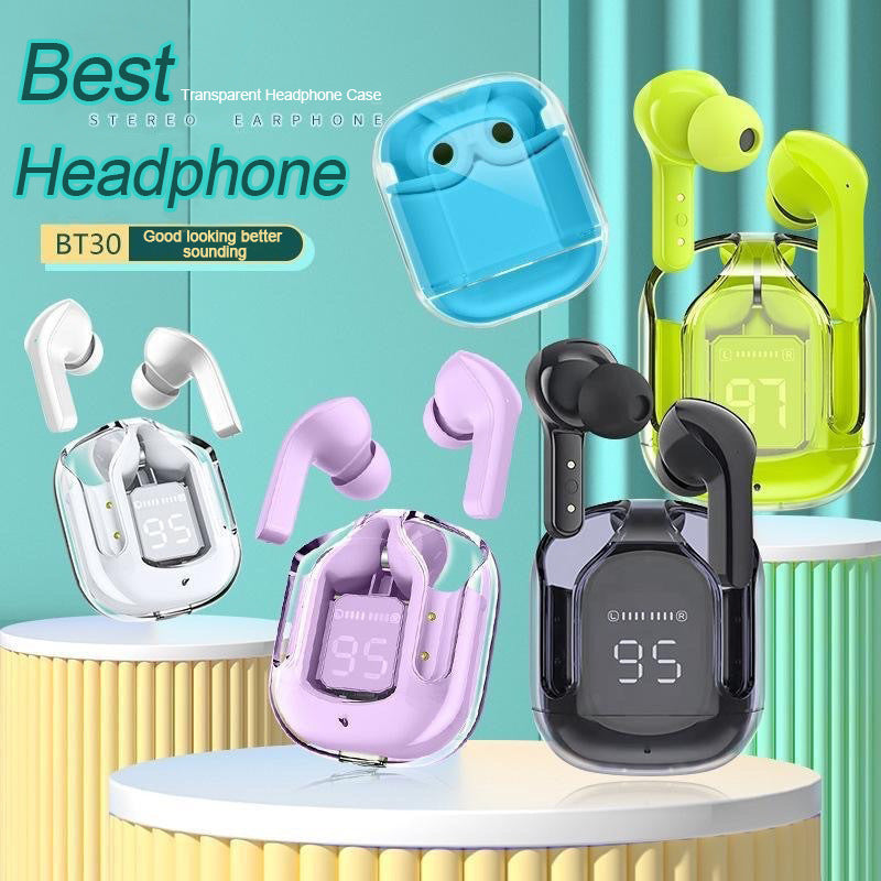 Transparent Capsule TWS Earbuds with LED Digital Display - Bluetooth 5.3, IPX4 Waterproof, Type-C Charging(green) 4