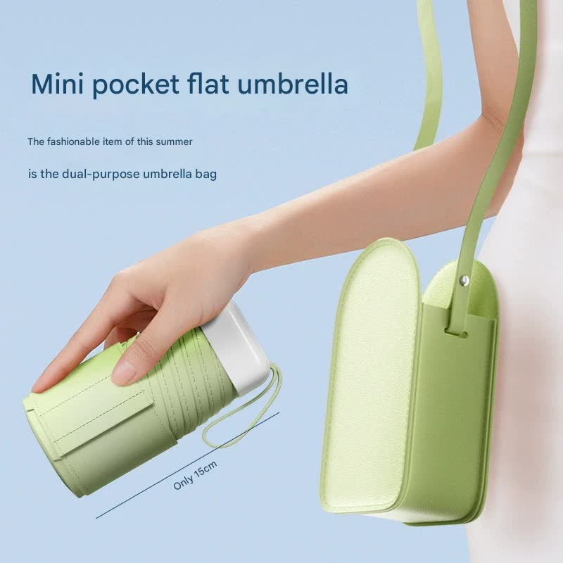 Mini Pocket Umbrella with Matching Crossbody Bag - UV Protection, 6-Rib Windproof Design(purple)