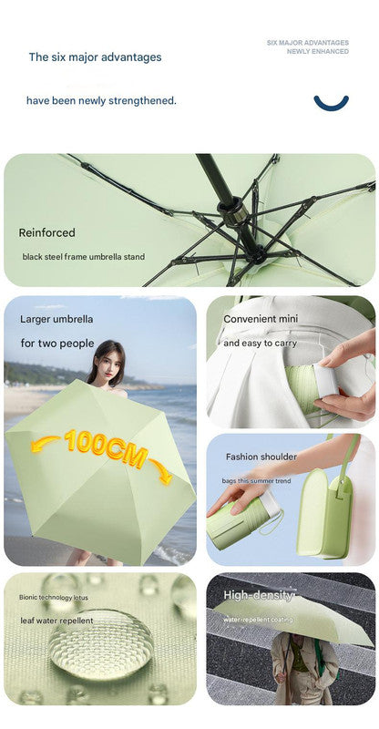 Mini Pocket Umbrella with Matching Crossbody Bag - UV Protection, 6-Rib Windproof Design(purple) 3