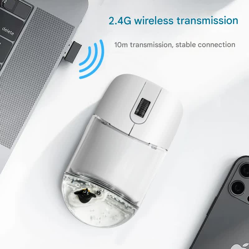Whimsical 2.4G Wireless Mouse with Floating Animal Design - Comfortable, Quiet & Portable(pink) 3