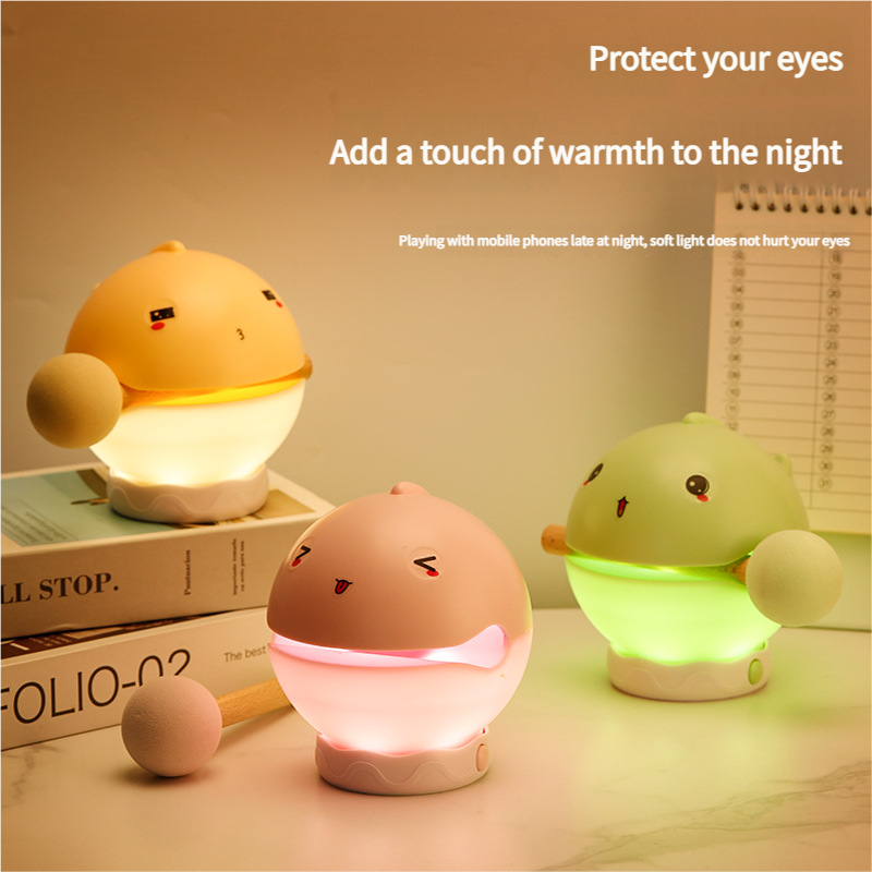 Portable rechargeable tapping control night light- 3-Level Dimmable Bedside Lamp(apricot) 3