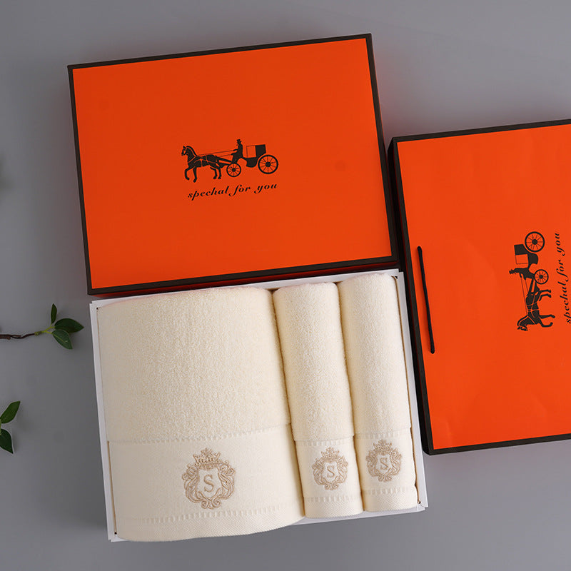 Premium Absorbent Cotton Towel Set - Soft Bath & Hand Towels with Double-Sided Plush(yellow)