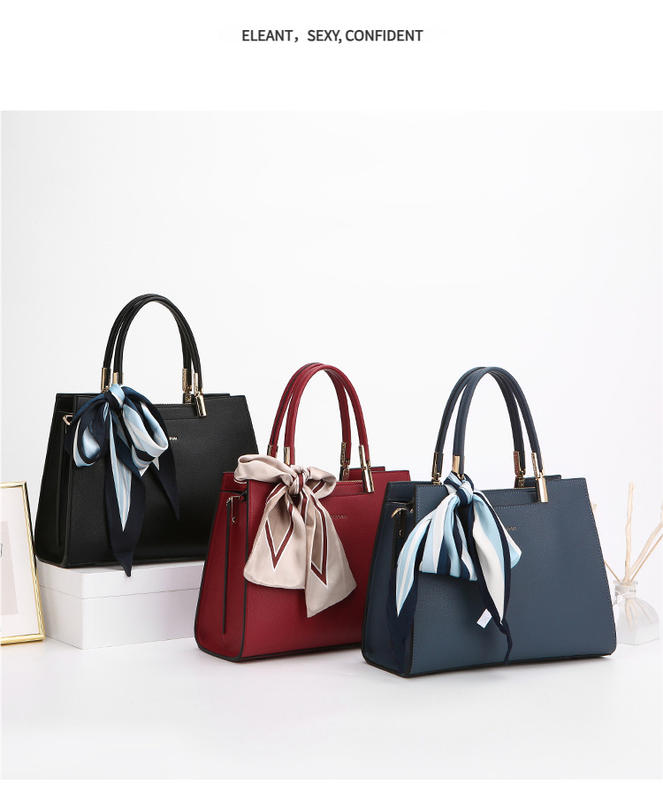Fashionable Synthetic Leather Crossbody Bag with Detachable Scarf - Multiple Compartments for Daily Essentials(blue) 3