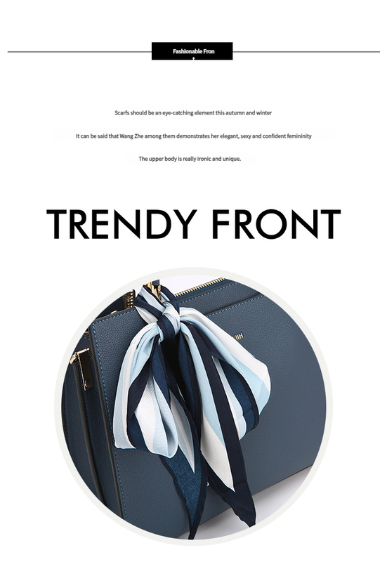Fashionable Synthetic Leather Crossbody Bag with Detachable Scarf - Multiple Compartments for Daily Essentials(light blue)