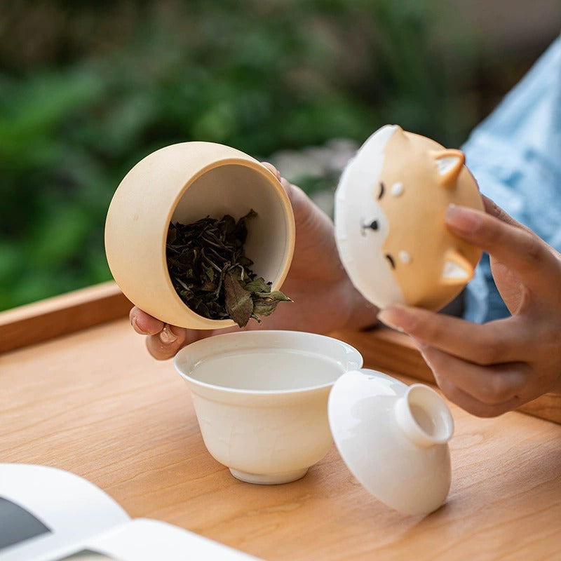 Artisan Ceramic Sealed Storage Jar with Animal Design - Airtight Tea Preservation & Decorative Accent(Gradient Black) 3