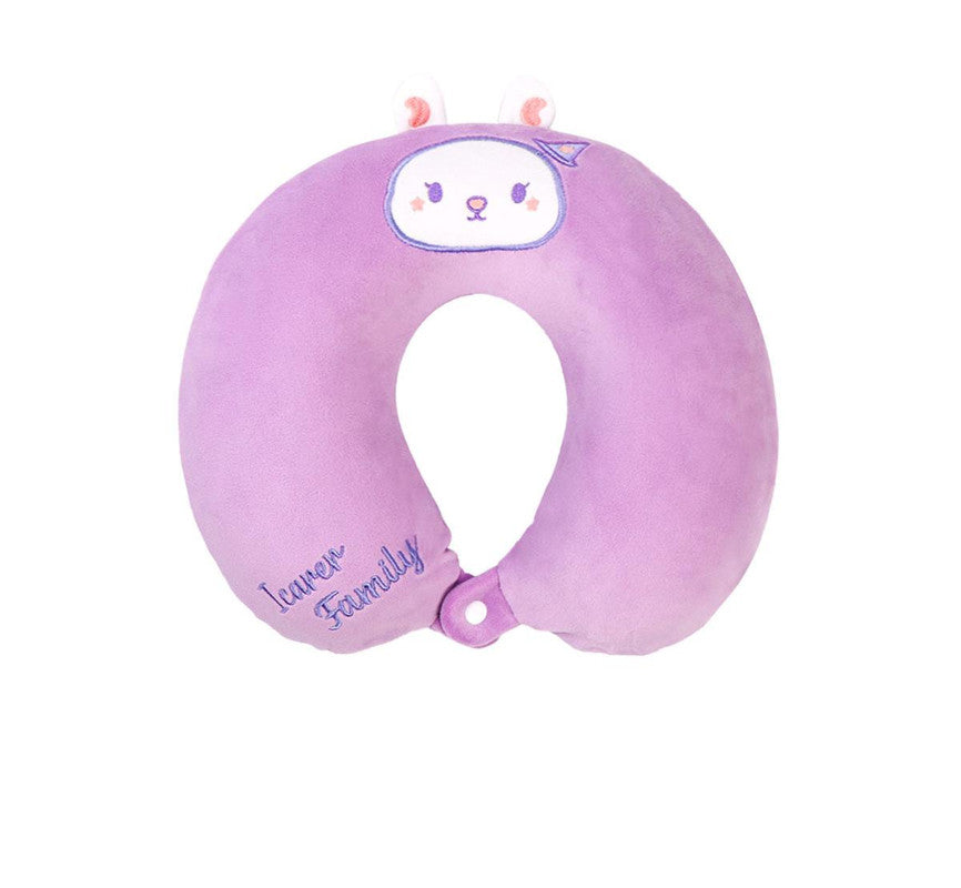 2-in-1 Convertible Eye Mask & Travel Neck Pillow Set - Plush Fabric with Snap Closure(purple)