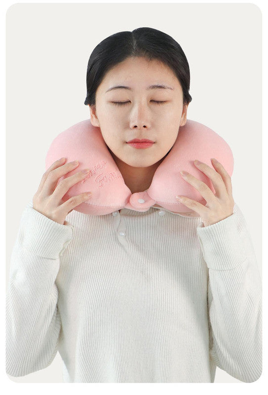 2-in-1 Convertible Eye Mask & Travel Neck Pillow Set - Plush Fabric with Snap Closure(pink) 4