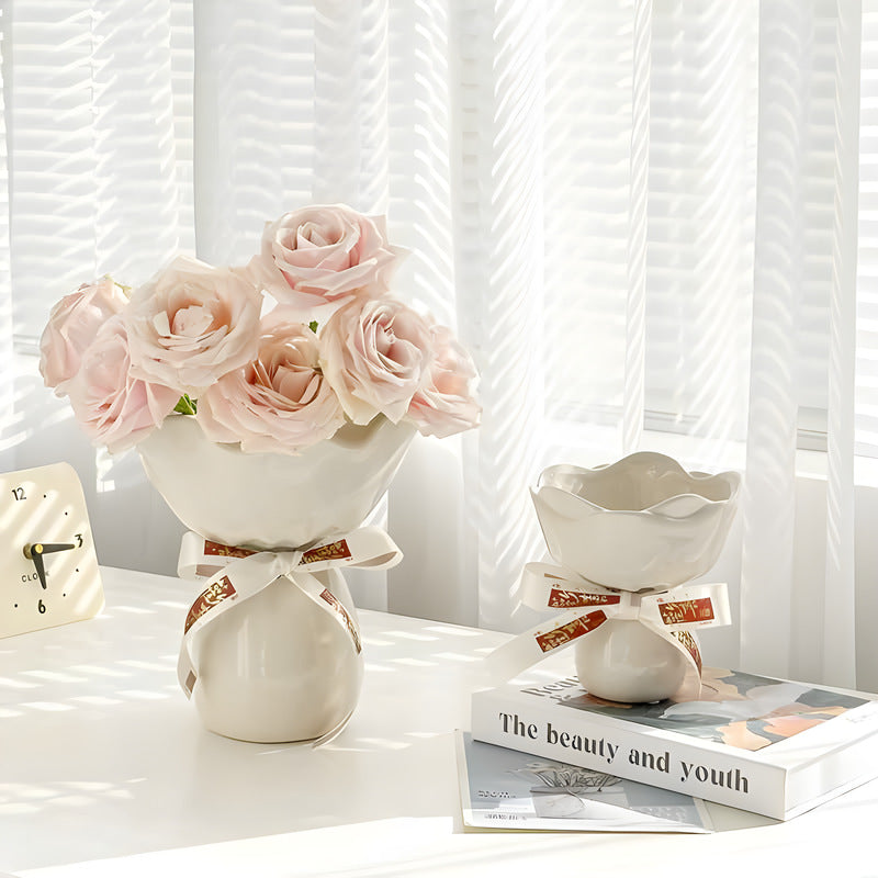 Handcrafted Minimalist Ceramic Vase - Artistic Home Decor Centerpiece(pink) 5