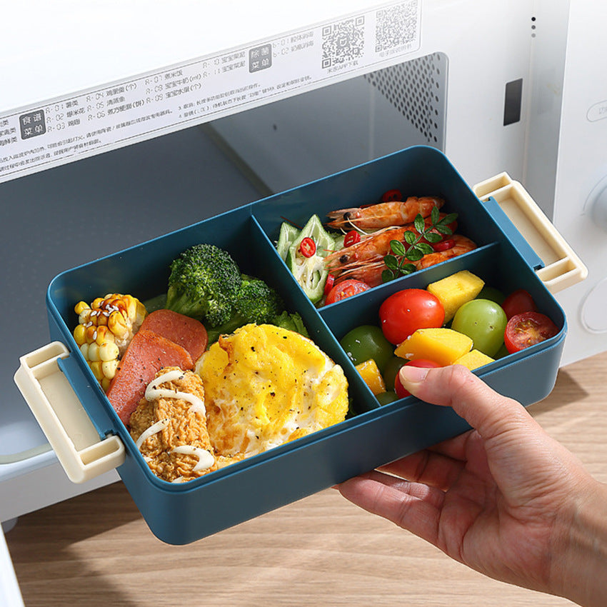 2L Double-Layer Bento Lunch Box - Leak-Proof with Utensil & Sauce Container(blue) 3