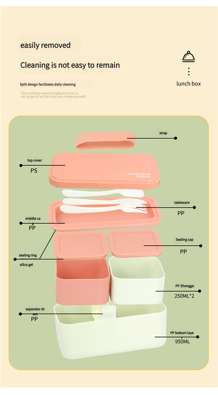 Eco - Friendly Lunch Box - Portable with Compartments(pink) 4