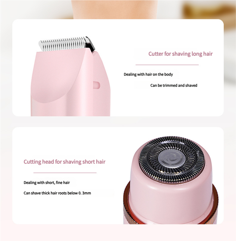 Dual-Head Electric Hair Trimmer - IPX7 Waterproof Body Groomer with Type-C Charging(pink) 3