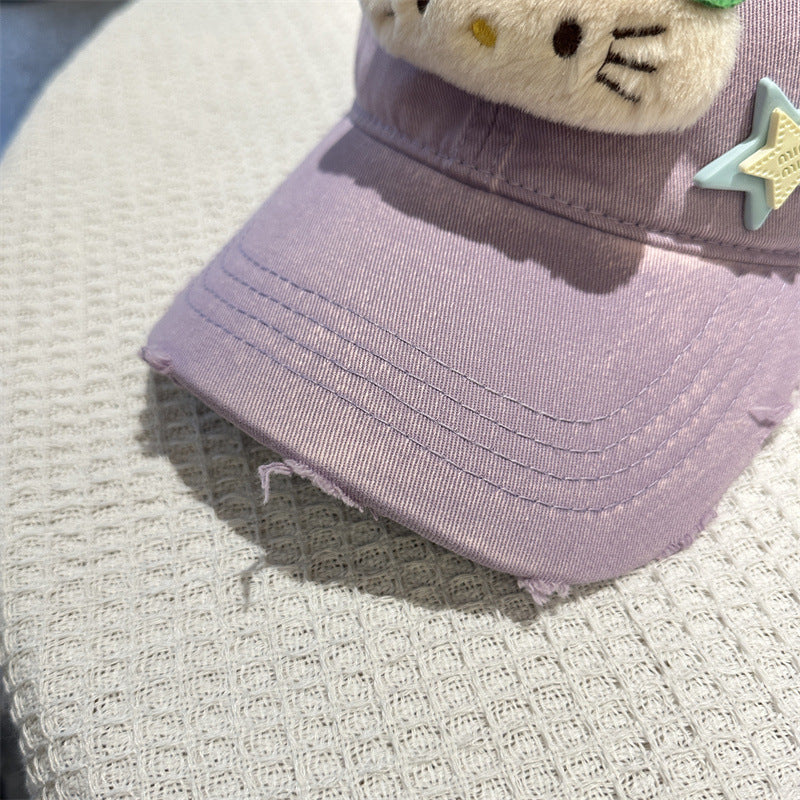 Adorable Cartoon Cat & Stars Baseball Cap - 100% Cotton, Adjustable Fit, Sun Protection(blue) 8
