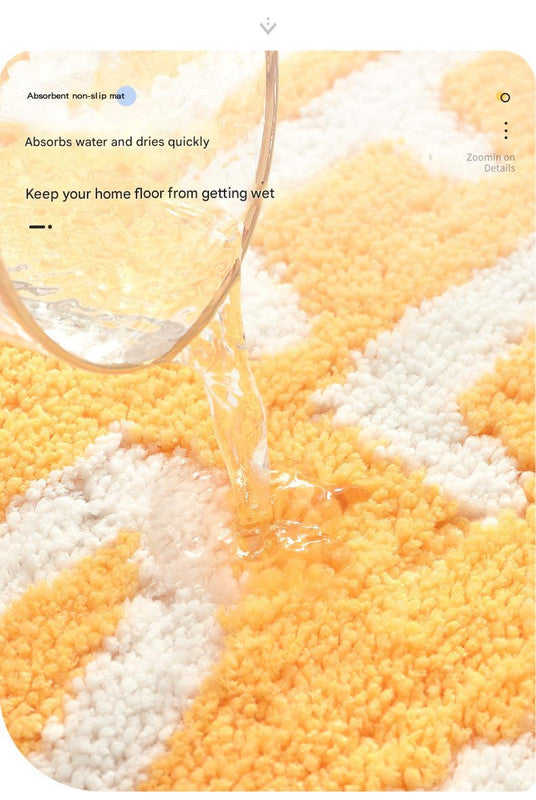 Super Absorbent Microfiber Bath Mat - Non-Slip TPR Backing, Machine Washable, Fun Fruit Designs(Pink peach 55*63cm) 4