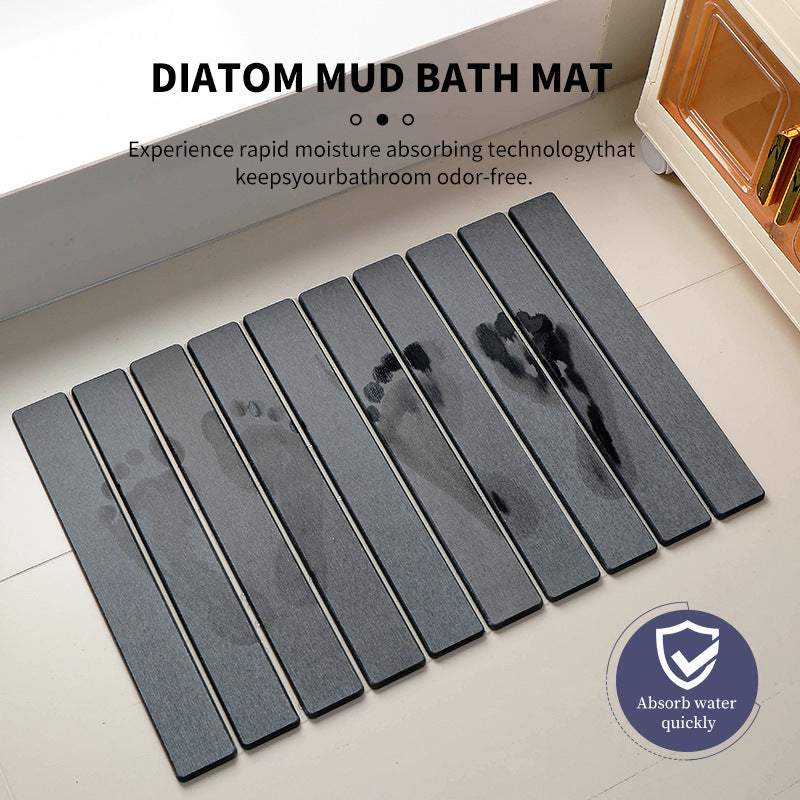 Collapsible Diatom Mud Bath Mat - Quick Dry, Non-Slip, Odor-Free Absorbent Pad(dark grey) 4