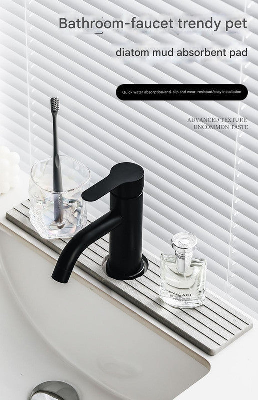 Diatom Mud Faucet Splash Guard & Absorbent Mat - Quick Dry, Non-Slip Sink Organizer(light grey) 3