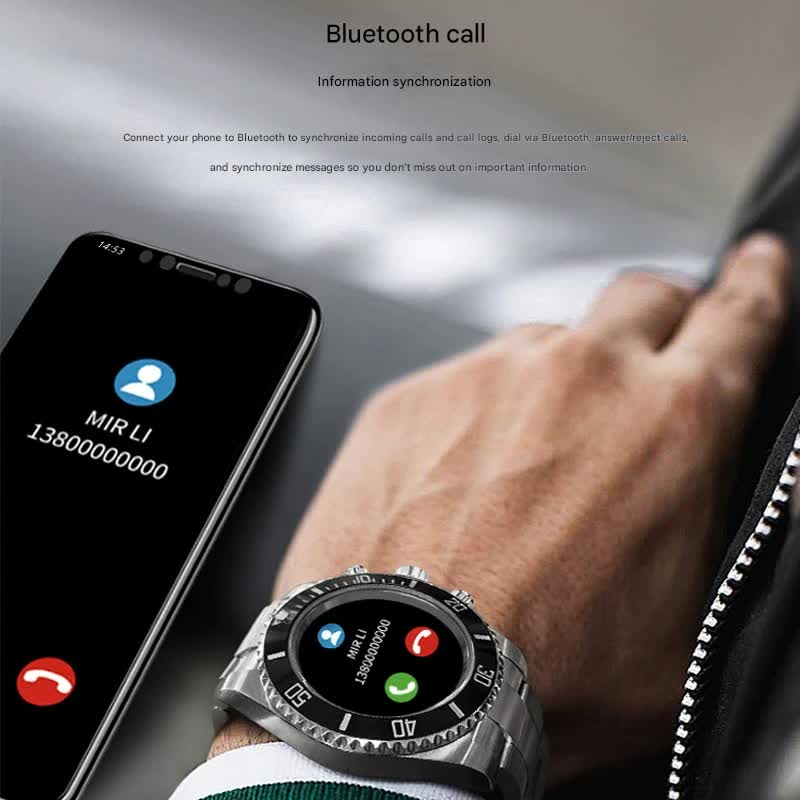 Classic Stainless Steel Smartwatch with Rotating Timer Bezel, Bluetooth Calling & Luminous Display(blue) 4