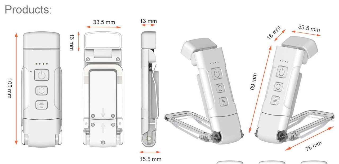 Portable Clip-On LED Reading Light - USB Rechargeable, 3 Color Modes & 5 Brightness Levels(Lake Blue) 3