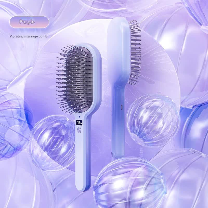 Electric Ionic Vibrating Massage Hairbrush - 3-Mode Sonic Scalp Massager & Detangler with LCD Display(Purple)
